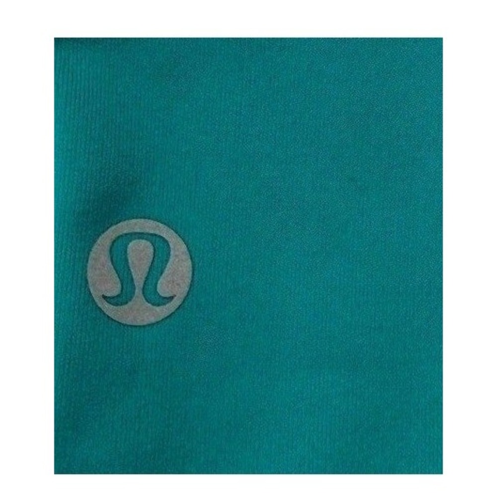 Lululemon Run Speed Crop Leggings Teal Black Laser Cut Scallop Mesh Size 6